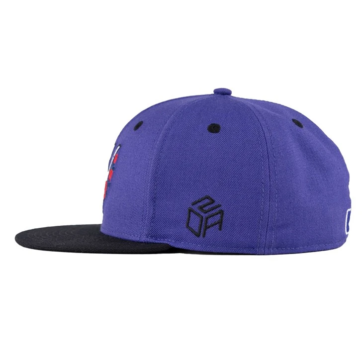 Purple Flower Embroidery Fitted Cap